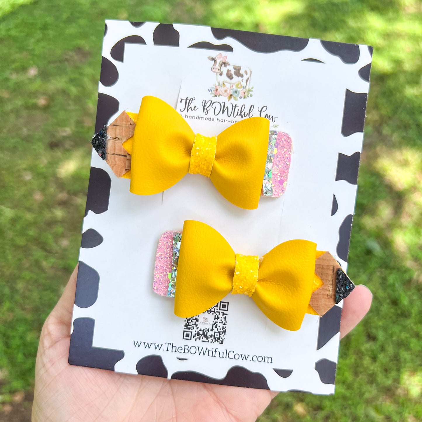 Back to School Pencil Bow Pigtails