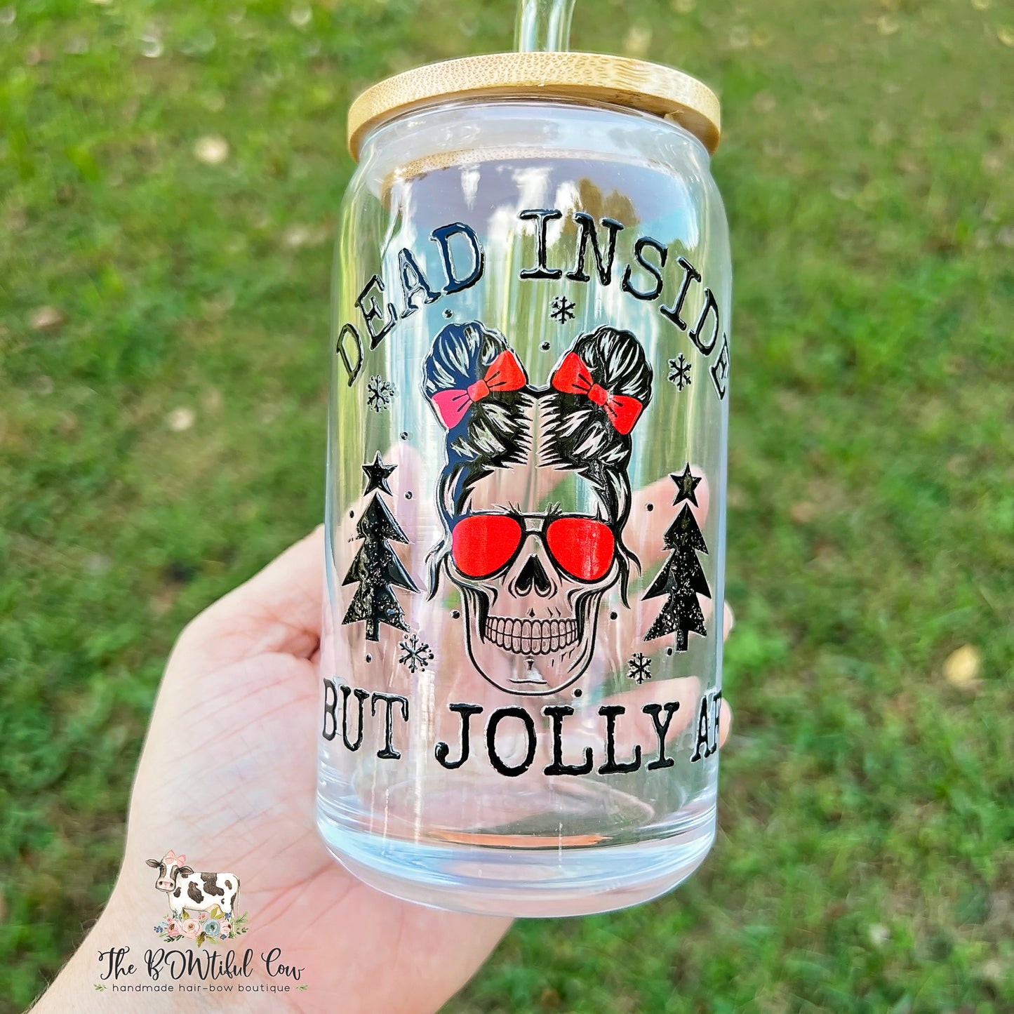 Jolly but Dead Inside Glass Tumbler