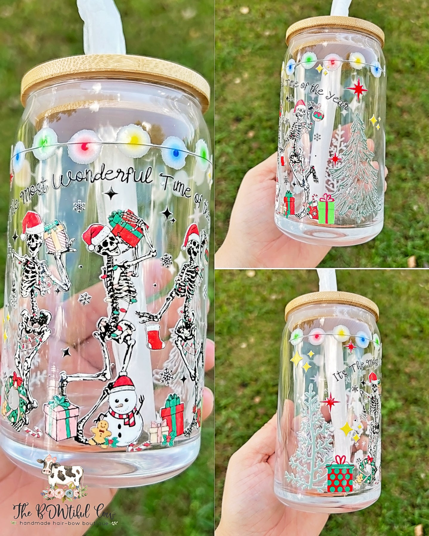 Skeleton Christmas Glass Tumbler