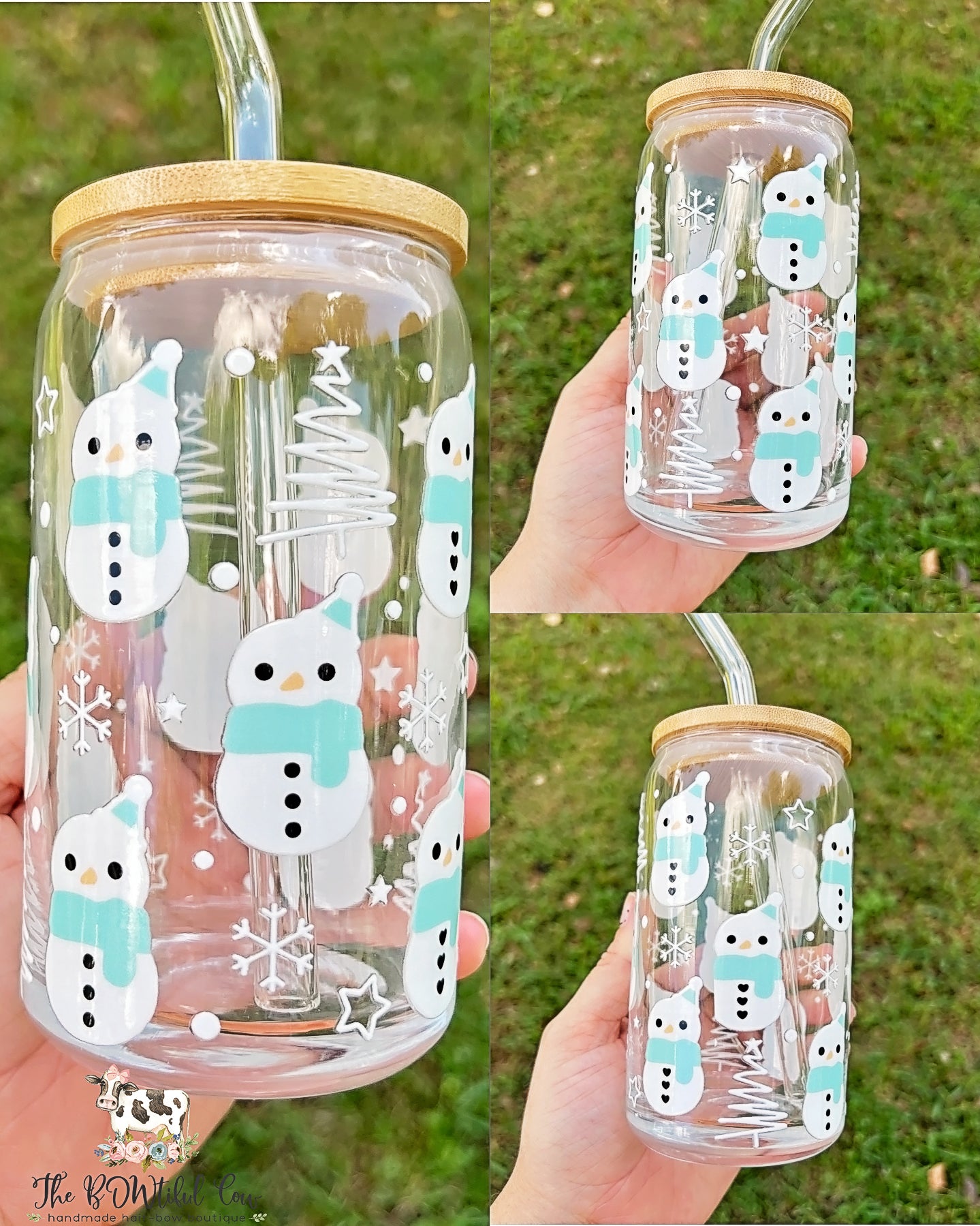 Snowman Christmas Glass Tumbler