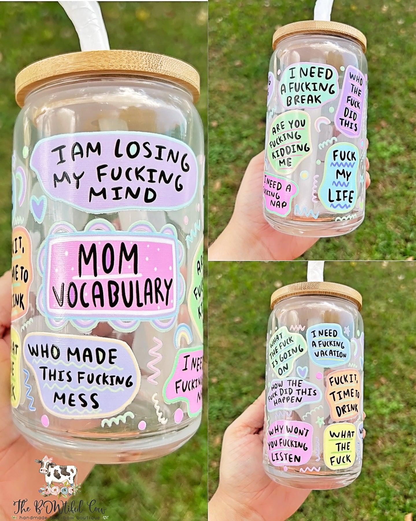 Mom Vocab Glass Tumbler