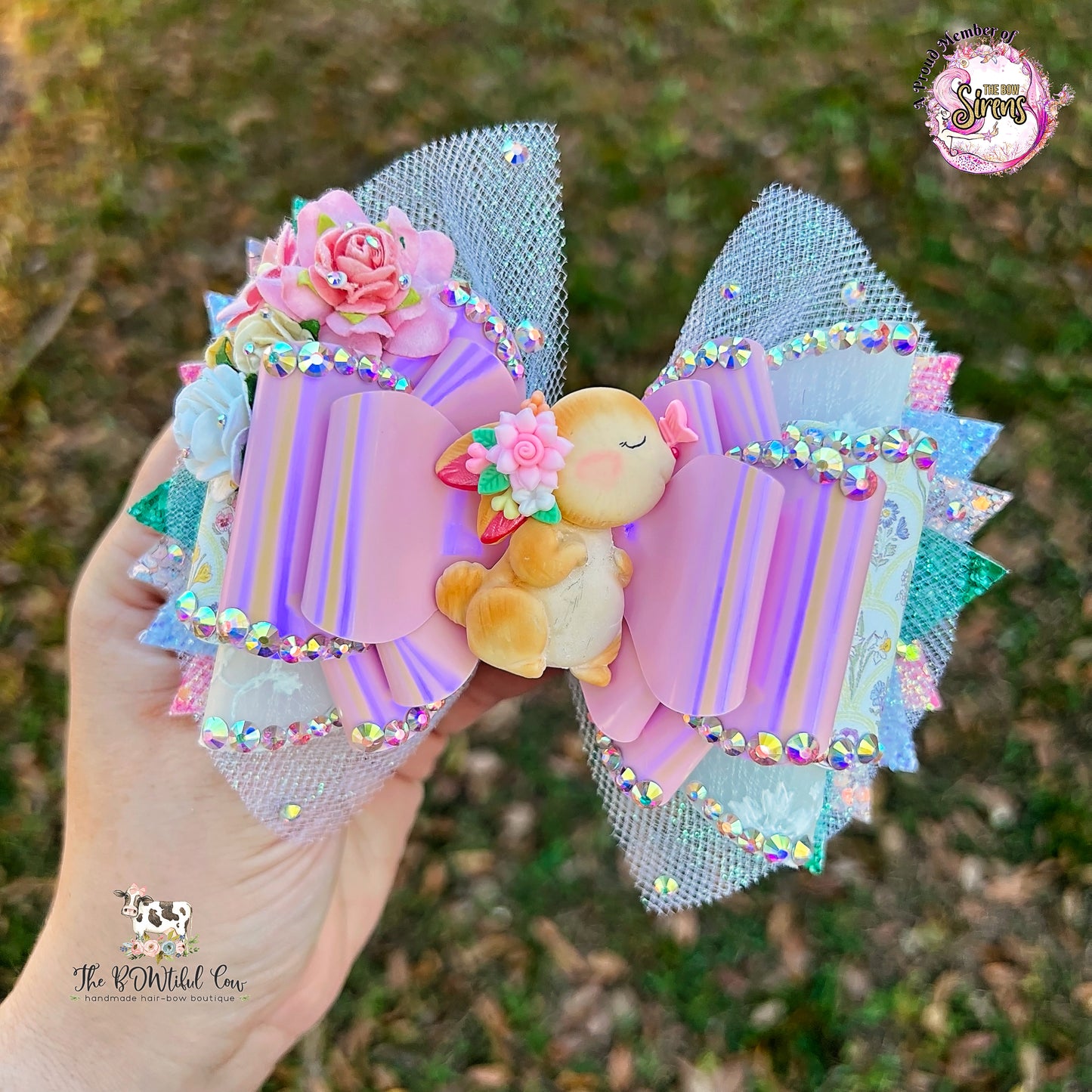 Butterflies and Flowers Over the Top Bow