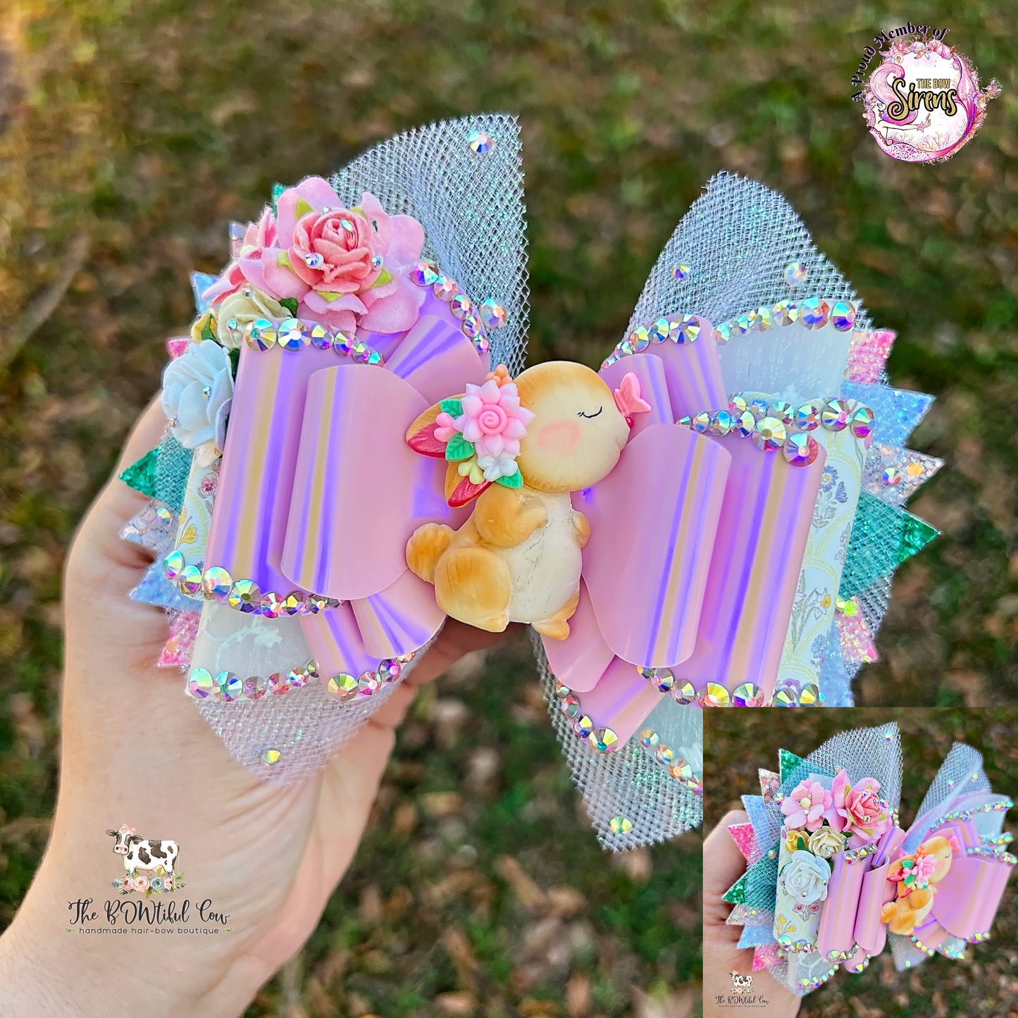 Butterflies and Flowers Over the Top Bow