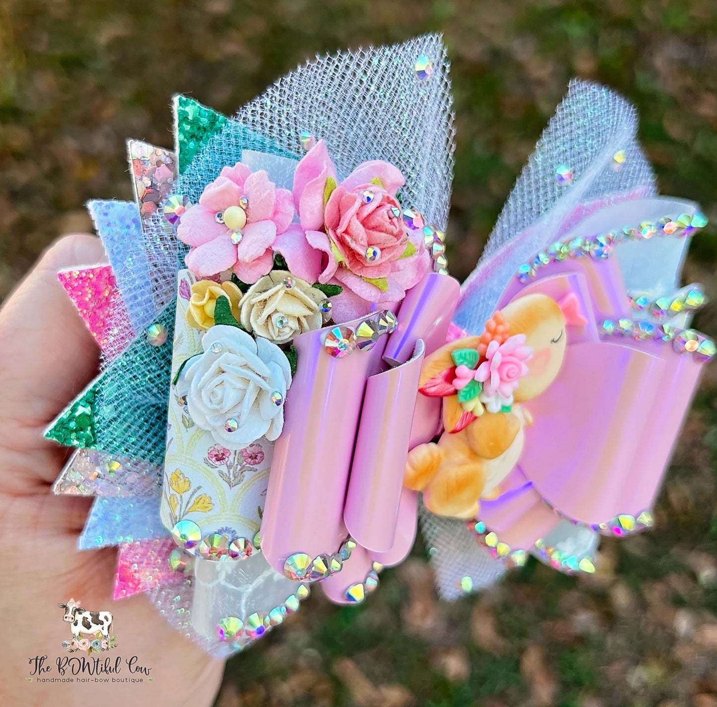 Butterflies and Flowers Over the Top Bow