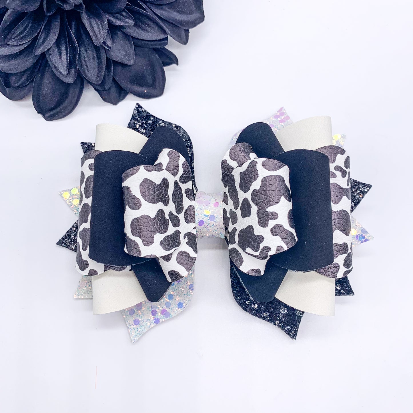 Cow Print OTT Hair Bow