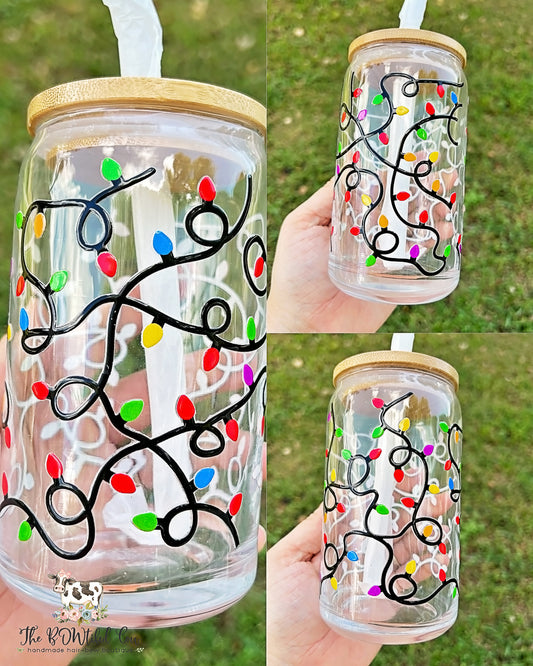 Christmas Lights Glass Tumbler