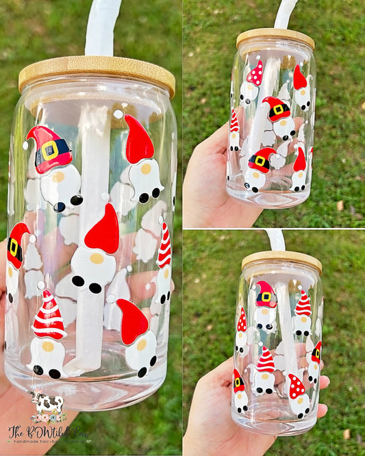 Gnome Christmas Glass Tumbler