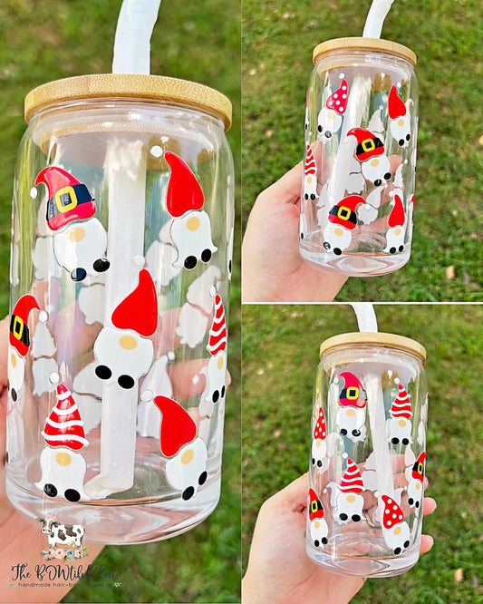Gnome Christmas Glass Tumbler