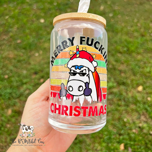 Merry Christmas Glass Tumbler