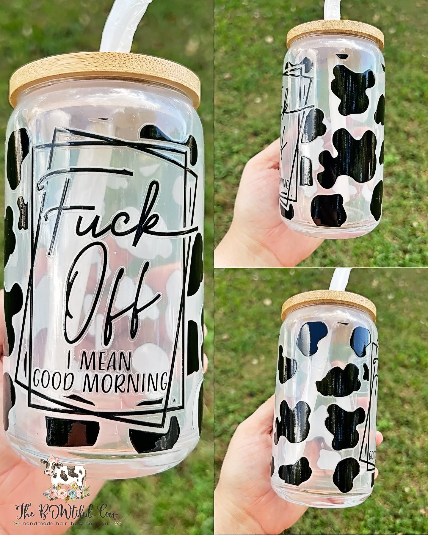 Cow Print Glass Tumbler