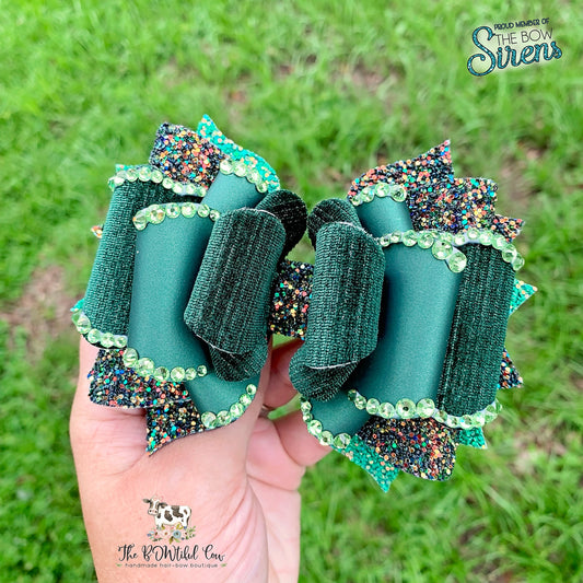 Green Solid Color OTT Hair Bow