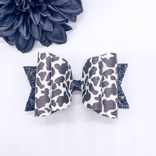 Cow Print Daisy Hair Bow