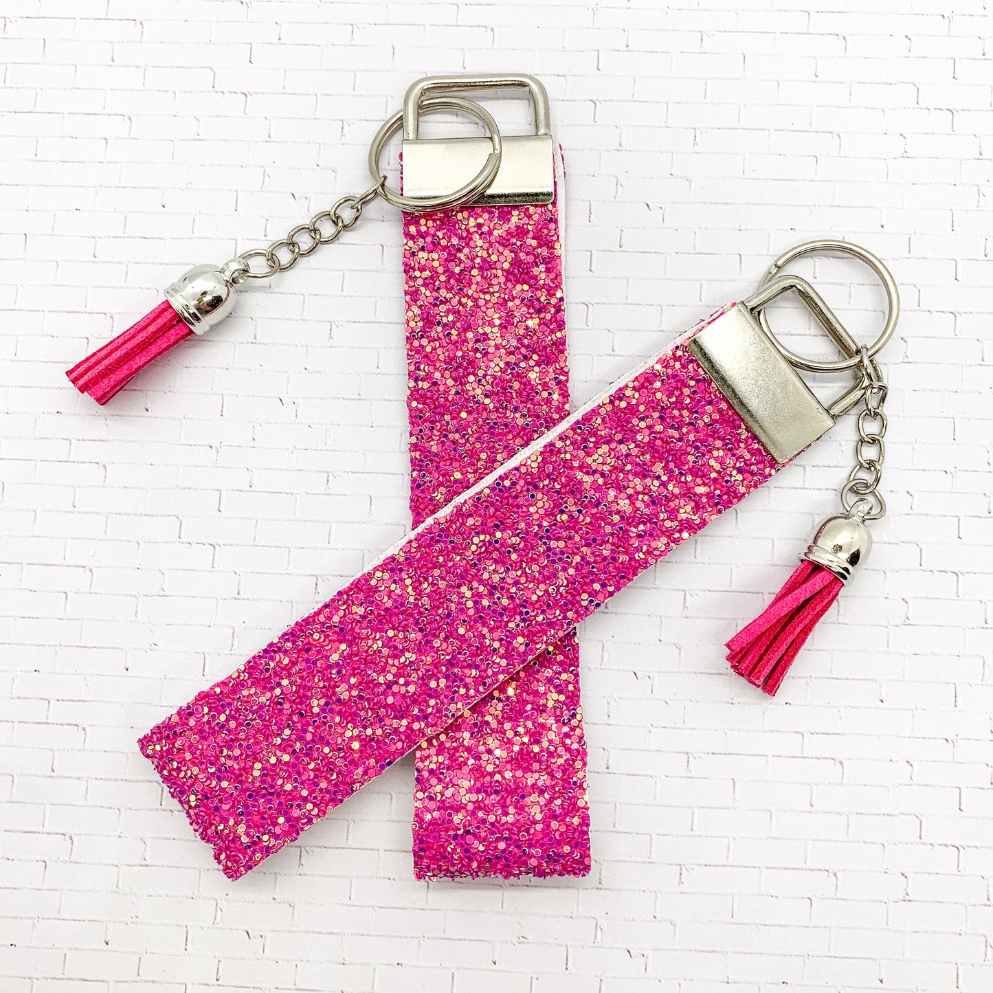 Glitter Faux Leather Keychain/Wristlet