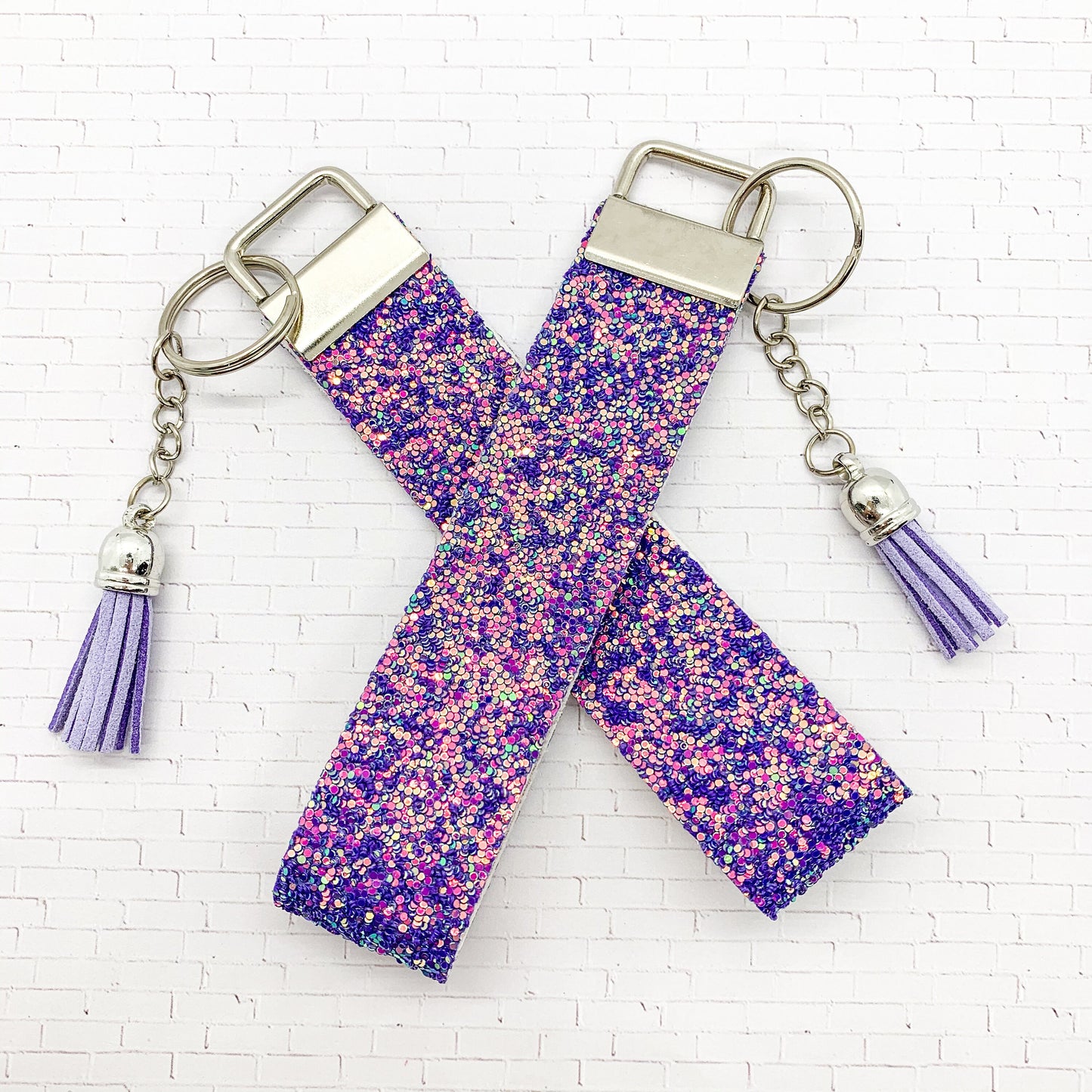 Glitter Faux Leather Keychain/Wristlet