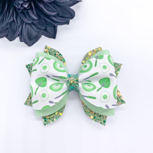 Ham and Eggs Green Clementine Hair Bow