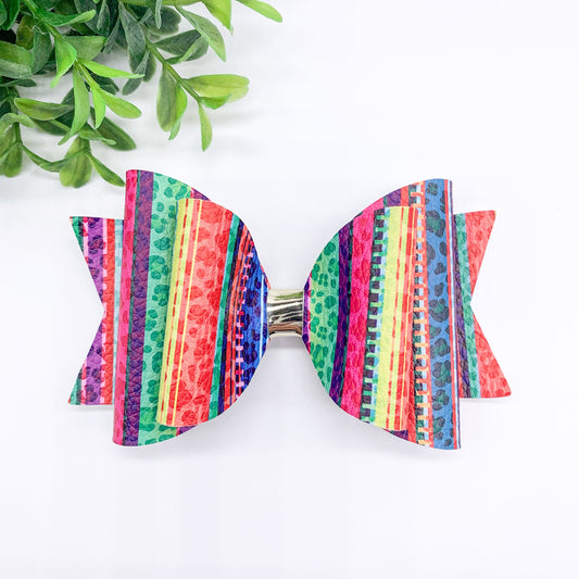 Cinco de Mayo Glitter Faux Leather Bow